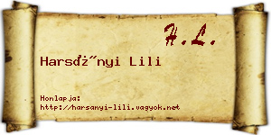 Harsányi Lili névjegykártya